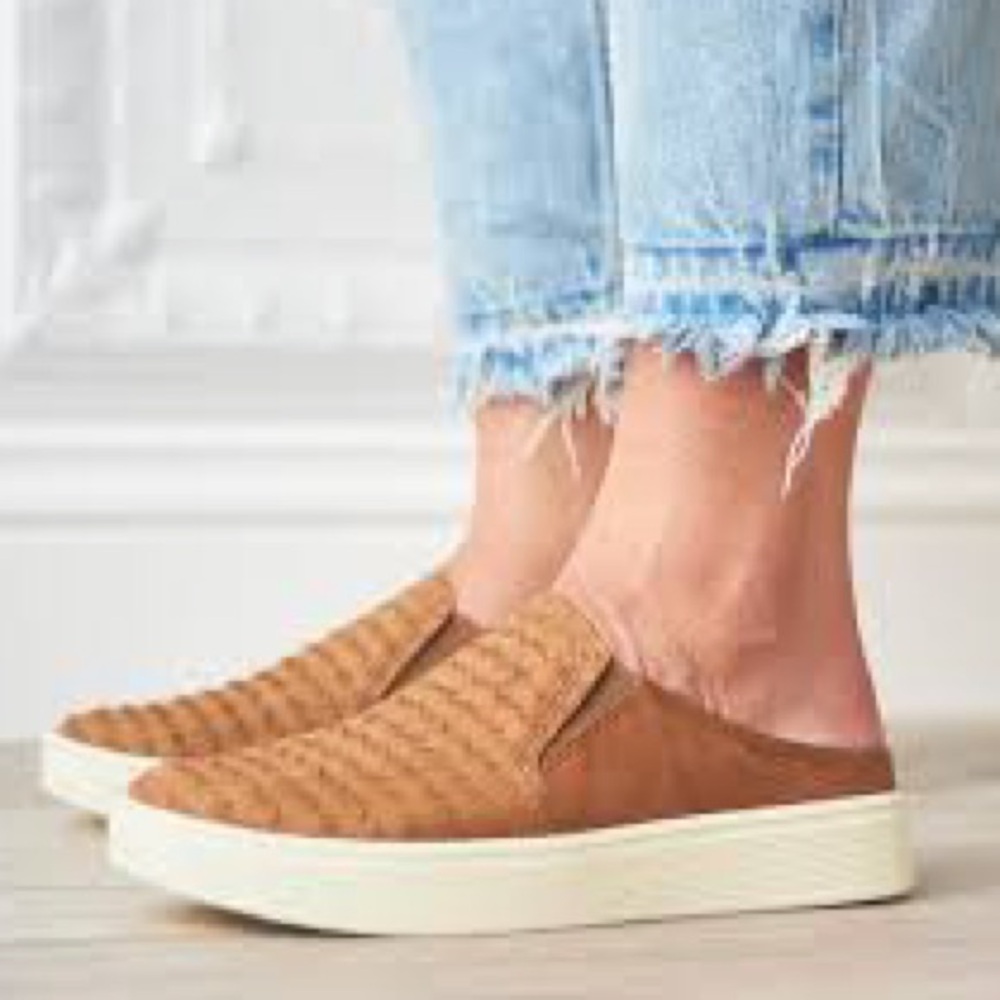 Sofft Somers III leather slip-on mule in brown with a snake print pattern.